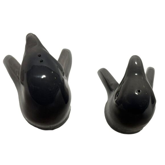 Vintage Mother & Baby Dolphin Salt and Pepper Shaker Set Gray Nautical Ceramic - Picture 5 of 7